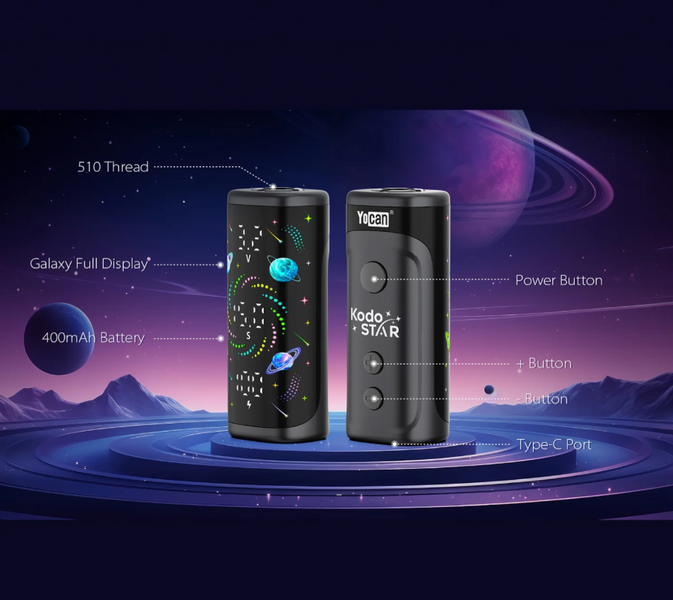 Акумулятор для картриджів 510 Yocan Kodo Star Blue (Зоряна серія, 400 мАг, 3 режими напруги, Type-C) ОК-2003 фото