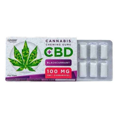 Купити жуйку Euphoria CBD Чорна смородина | 100 мг CBD | 12 шт