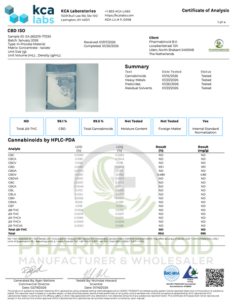 Кристалічний ізолят КБД Pharmabinoid 99.8% (Нідерланди) &mdash; Офіційний сертифікований імпорт 💎🌿 PURE100G фото