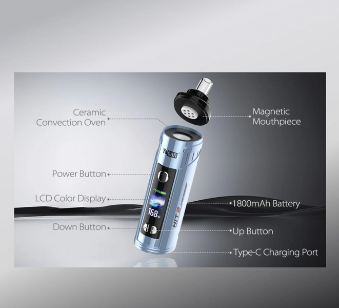 Yocan Hit 2 Portable Dry Herb Vaporizer Blue (OLED Screen, 1800mAh, Type-C)