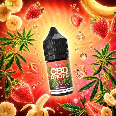 Restlab CBD Vape E-Liquid Drops Strawberry Banana, 300 mg CBD