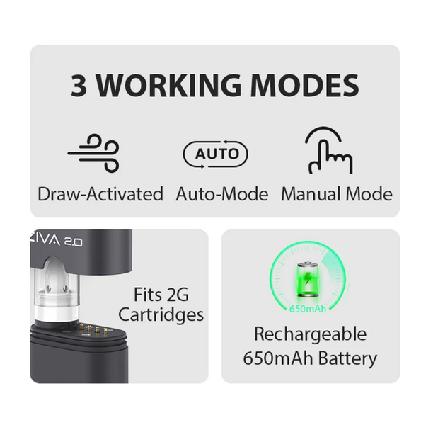 Аккумулятор для картриджей 510 Yocan Ziva 2.0 Smart Черный Vaporizer Battery (Скрытое картриджное соединение, OLED-экран) ОК-2015 фото