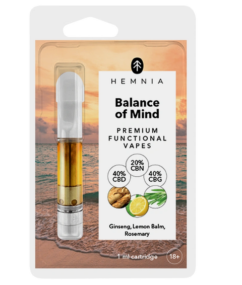 Hemnia Cartridge Balance of Mind &ndash; 40% CBD + 40% CBG + 20% CBN с женьшенем, мелиссой и розмарином (1 мл) НФ-11190 фото