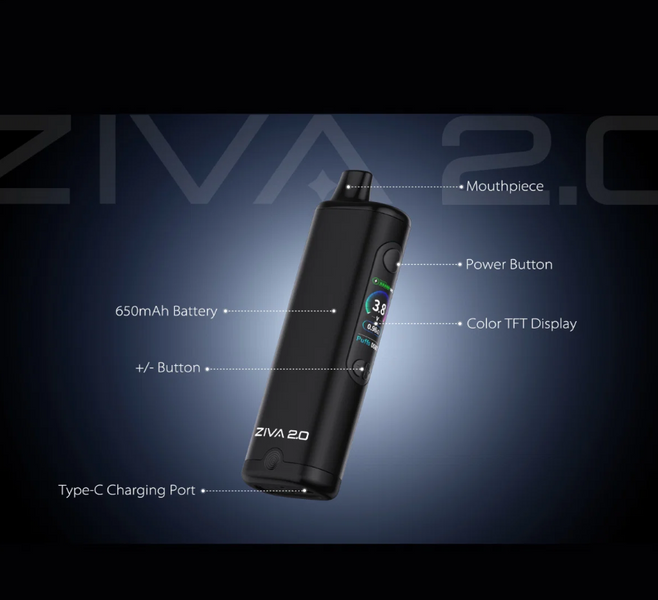 Yocan Ziva 2.0 Smart Concealable 510 Thread Vaporizer Battery Gray (OLED Display, 650mAh)