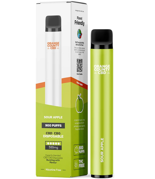 Orange County CBD Sour Apple – одноразовый вейп 900 затяжек