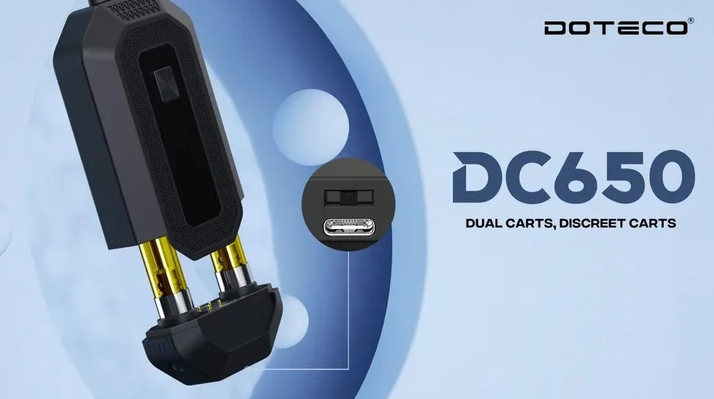 Doteco DC650 Hidden Dual Cart 510 Vaporizer Battery Blue (OLED Display, 650mAh, Holds 2 Cartridges)