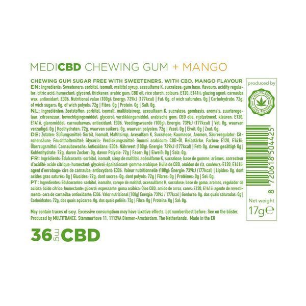 Жевательная резинка с CBD Multitrance MediCBD Mango 🍬🥭 ОК-11567 фото